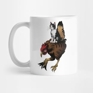 Cute Cat Riding Chicken Mug